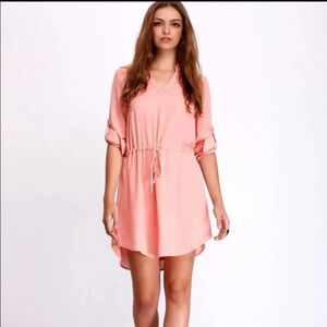 Tea & Cup Peach Chiffon Shirt Dress